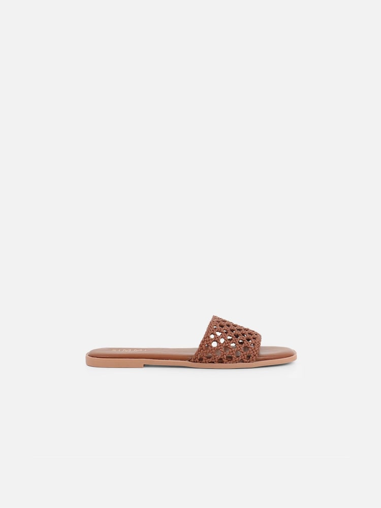 Simmi London Brown Luna Woven Flat Sandals - Image 2 of 4