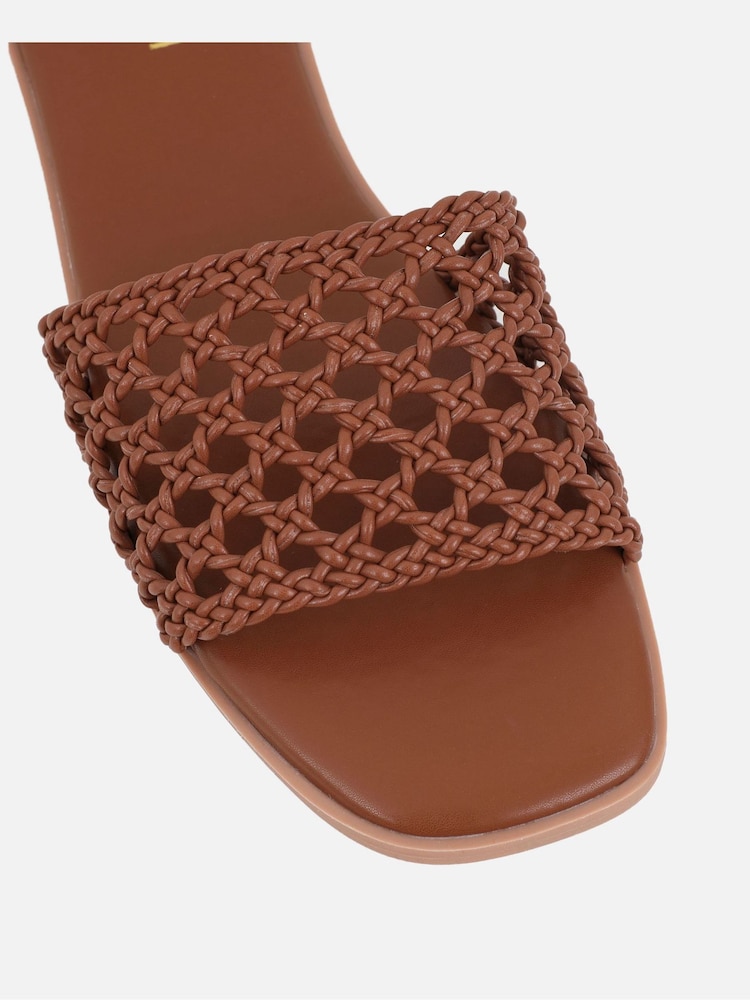 Simmi London Brown Luna Woven Flat Sandals - Image 4 of 4