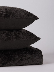 The Set 3 Piece Chocolate Textured Faux Fur Throw and Cushion Covers - Image 2 of 2