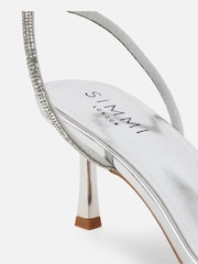 Simmi London Silver Milly Diamante Heeled Sandals - Image 3 of 4