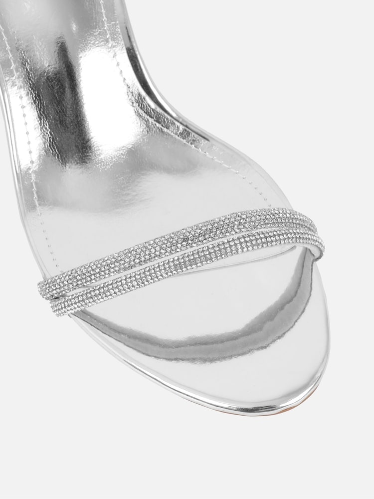 Simmi London Silver Milly Diamante Heeled Sandals - Image 4 of 4