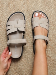 Simmi London Cream Adelle Chunky Strap Footbed Slides - Image 4 of 4
