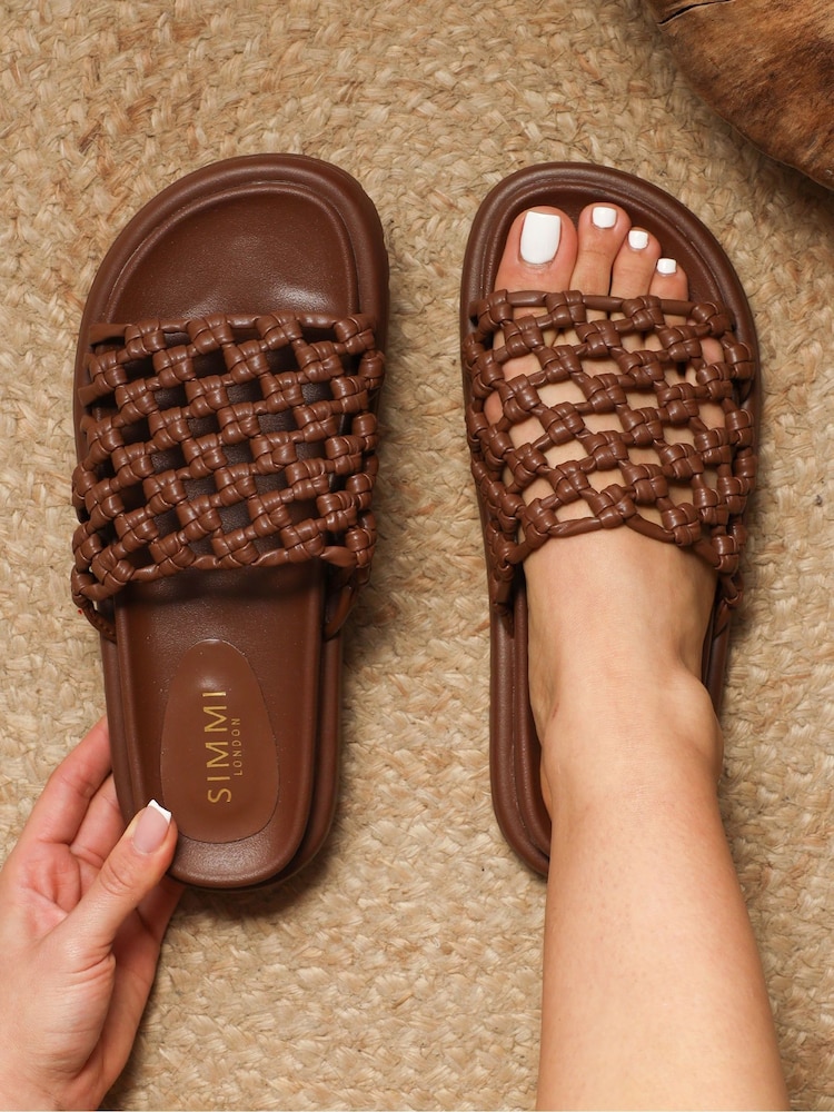 Maro - Simmi London Luna Woven Flat Sandals - Imaginea 1 din 4 Maro - Simmi London Luna Woven Flat Sandals - Imaginea 1 din 4