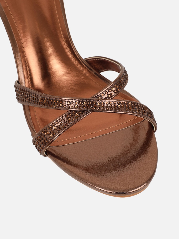 Simmi London Metallic Mossie Diamante Mules - Image 4 of 4