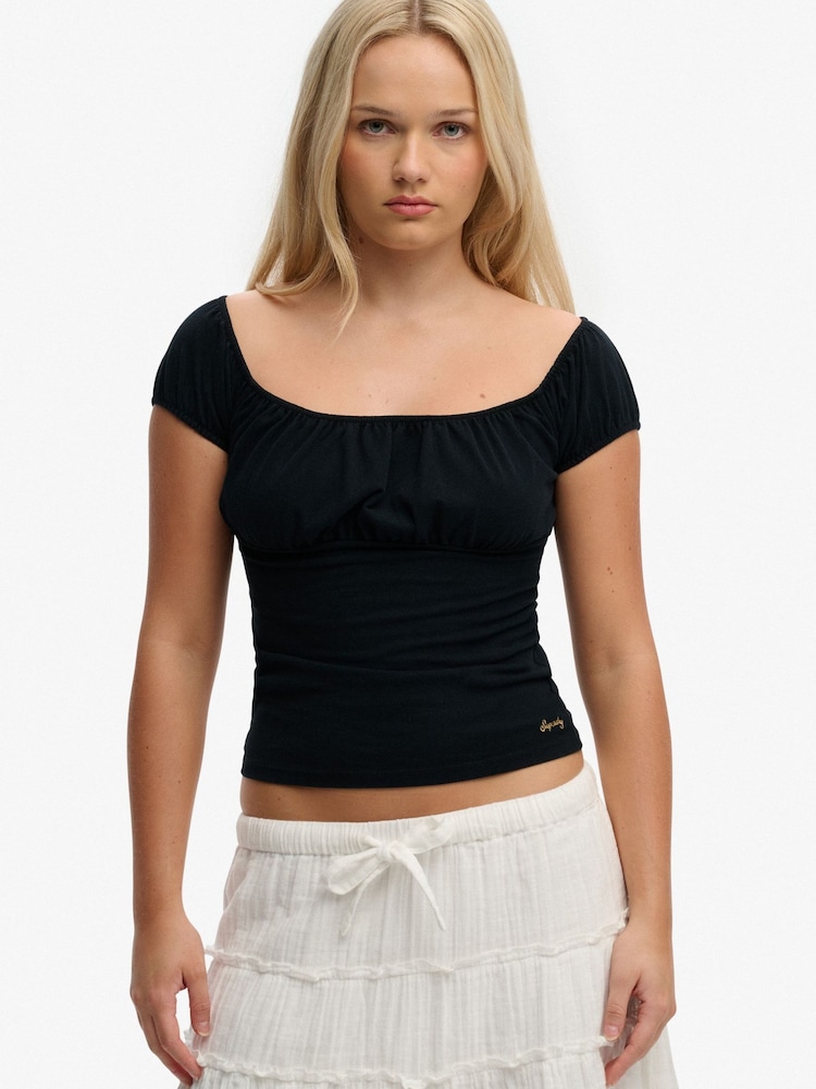 Superdry Black Athletic Essentials Ruched Top - Image 1 of 6