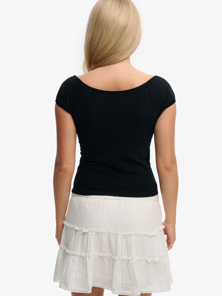 Superdry Black Athletic Essentials Ruched Top - Image 2 of 6