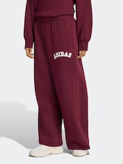 adidas Maroon Red Fleece Wide Leg Joggers - Image 1 of 6