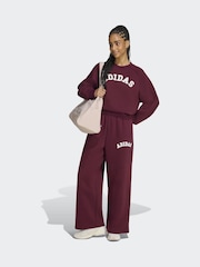 adidas Maroon Red Fleece Wide Leg Joggers - Image 3 of 6