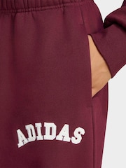 adidas Maroon Red Fleece Wide Leg Joggers - Image 4 of 6
