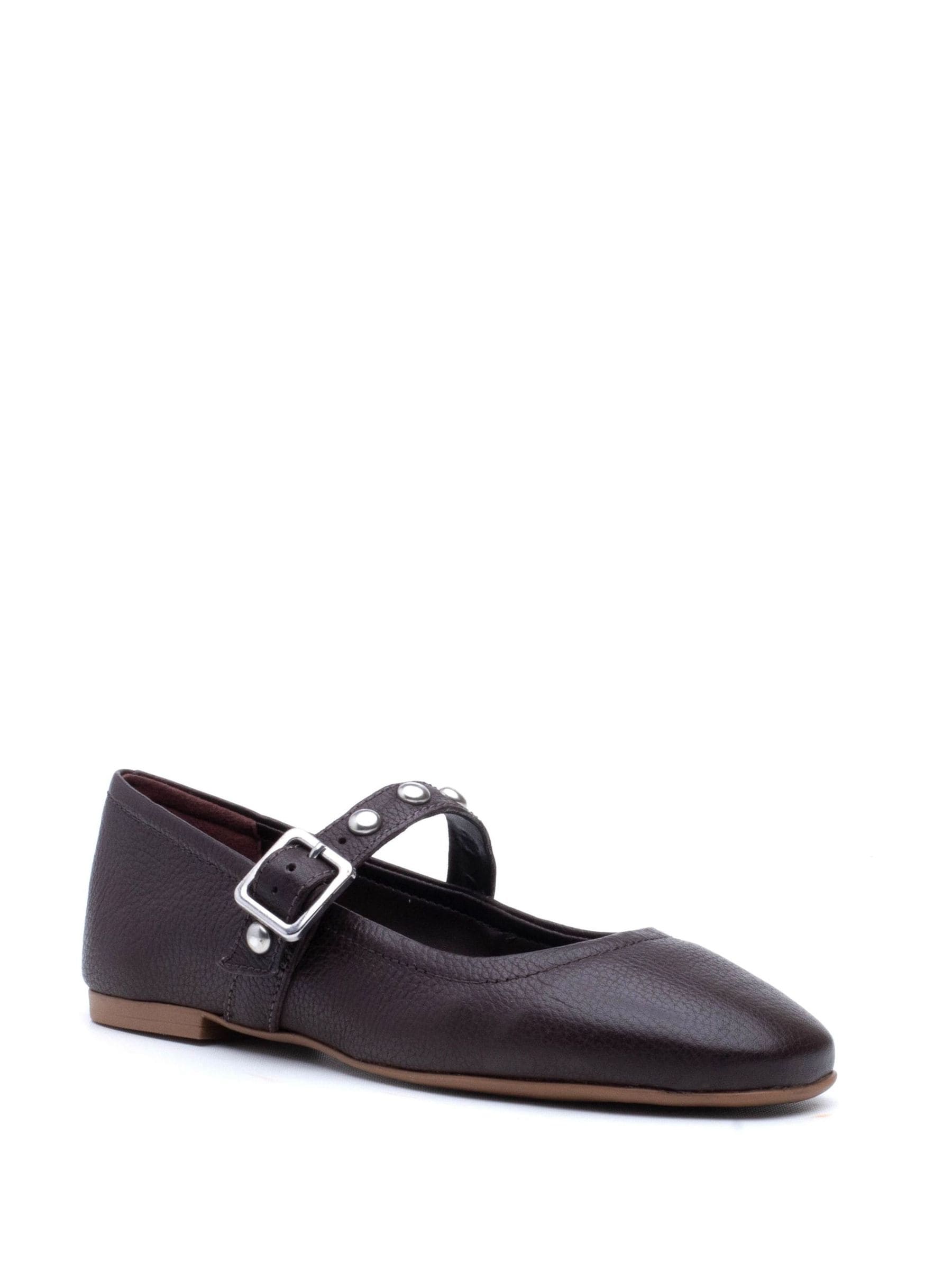 Hush Puppies Women's Brown Charlene Stud Ballerina Leather Chocolate Flats - Size 8 - Image 4