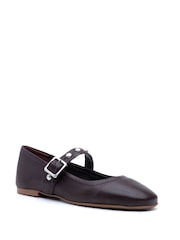 Hush Puppies Brown Charlene Stud Ballerina Shoes - Image 1 of 6