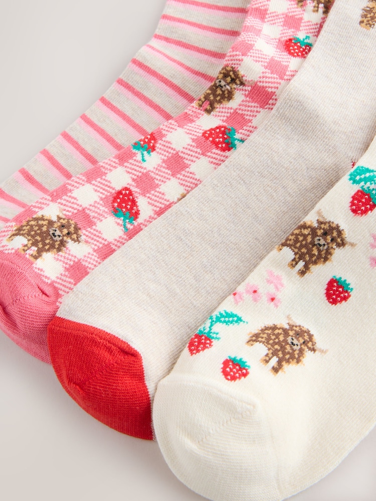 Summer Picnic Hamish The Highland Cow Stripe Ankle Socks 4 Pack - Image 7 of 7