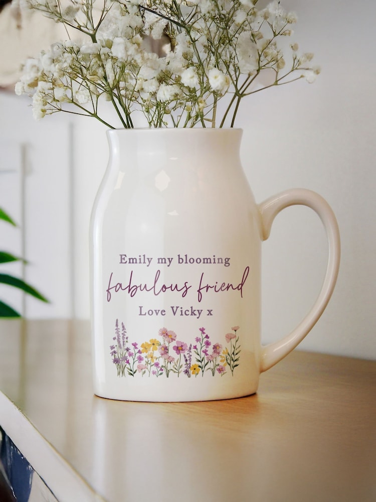 Personalised Wild Flower Jug Vase by PMC - Image 1 of 4 Personalised Wild Flower Jug Vase by PMC - Image 1 of 4
