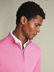 Charles Tyrwhitt Pink Merino Zip Neck Jumper - Image 2 of 5