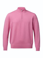 Charles Tyrwhitt Pink Merino Zip Neck Jumper - Image 3 of 5