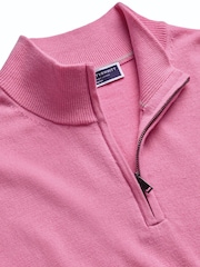 Charles Tyrwhitt Pink Merino Zip Neck Jumper - Image 4 of 5