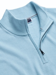 Charles Tyrwhitt Blue Merino Zip Neck Jumper - Image 4 of 5
