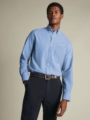 Charles Tyrwhitt Blue Stripe Stretch Washed Poplin Shirt - Image 1 of 4
