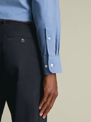 Charles Tyrwhitt Blue Stripe Stretch Washed Poplin Shirt - Image 2 of 4