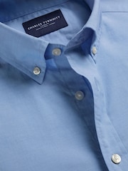 Charles Tyrwhitt Blue Stripe Stretch Washed Poplin Shirt - Image 3 of 4