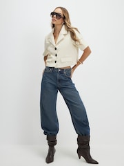 River Island Short Sleeve Faux Leather Button Front Shirt - Bild 3 von 4