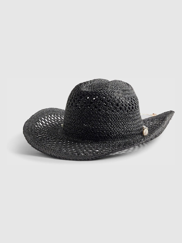 River Island Crochet Shell Detail Western Hat - Image 2 of 3