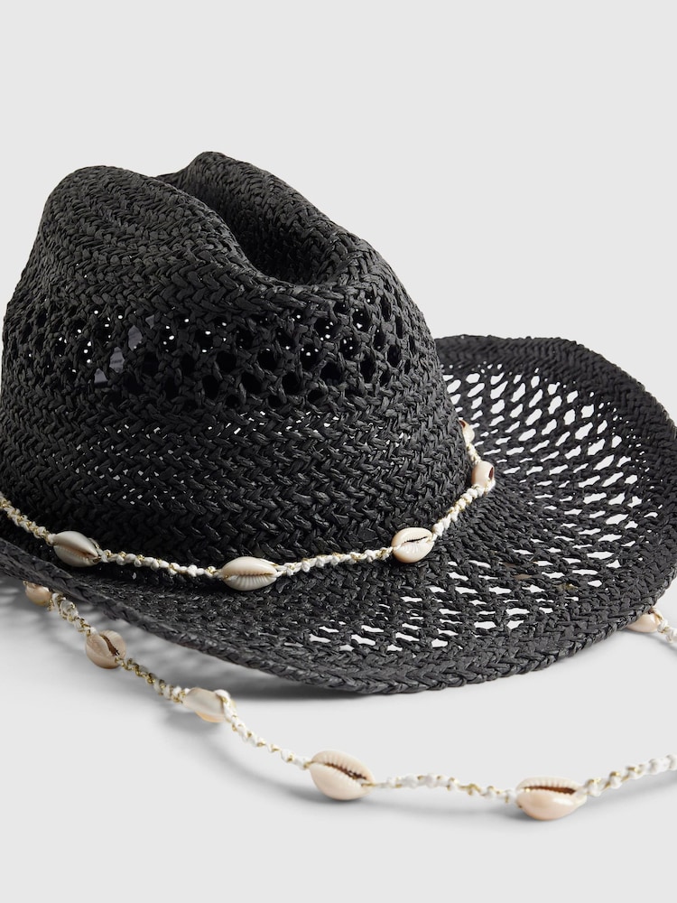 River Island Crochet Shell Detail Western Hat - Image 3 of 3