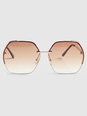 River Island Gold Oversized Glam Rimless Sunglasses - Image 2 of 3