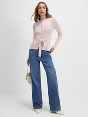 River Island Pink Long Sleeve Tie Waist Cardigan - Image 2 of 4