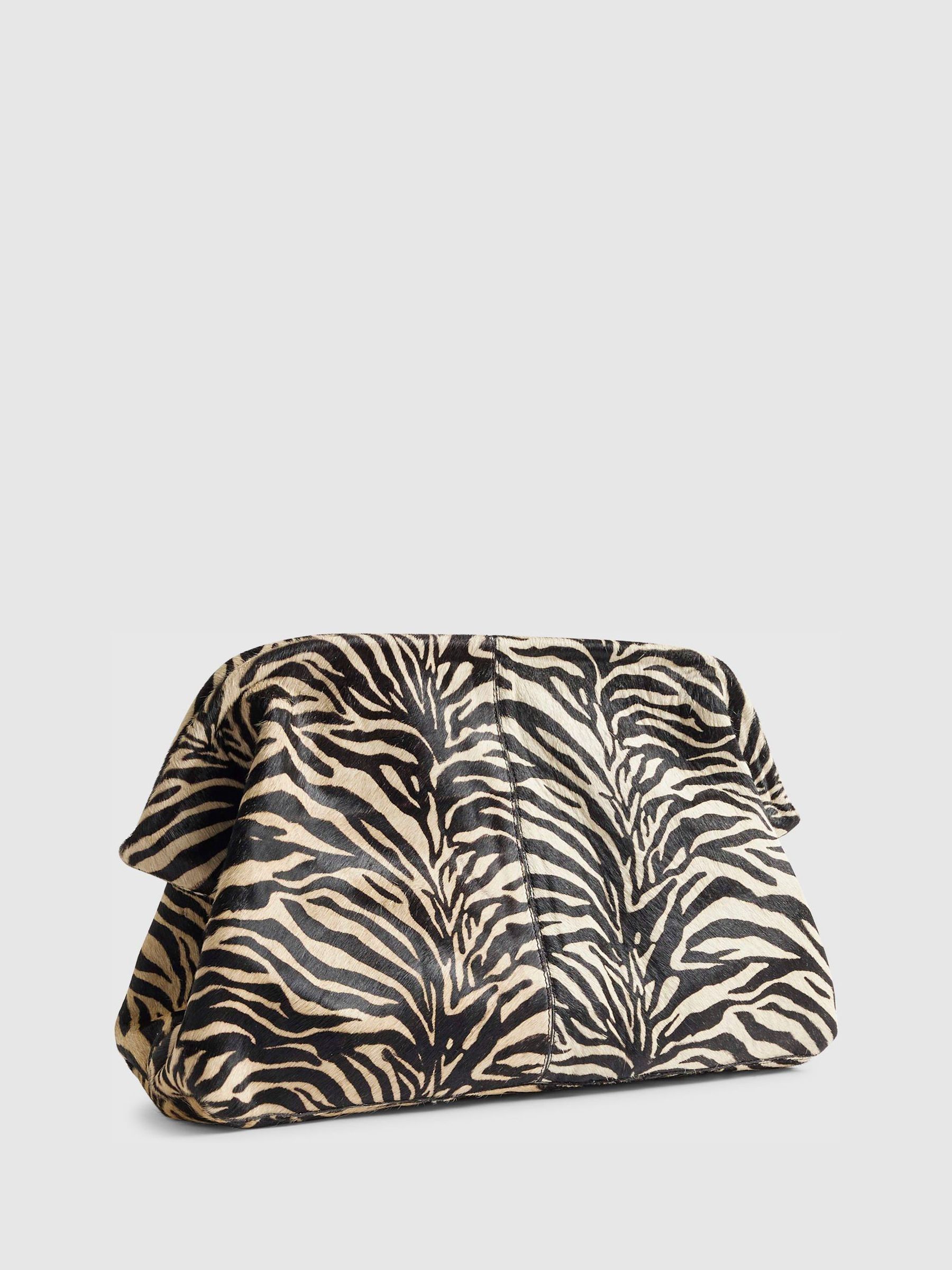 Buy River Island Black Leather Zebra Print Clutch Bag from Next USA