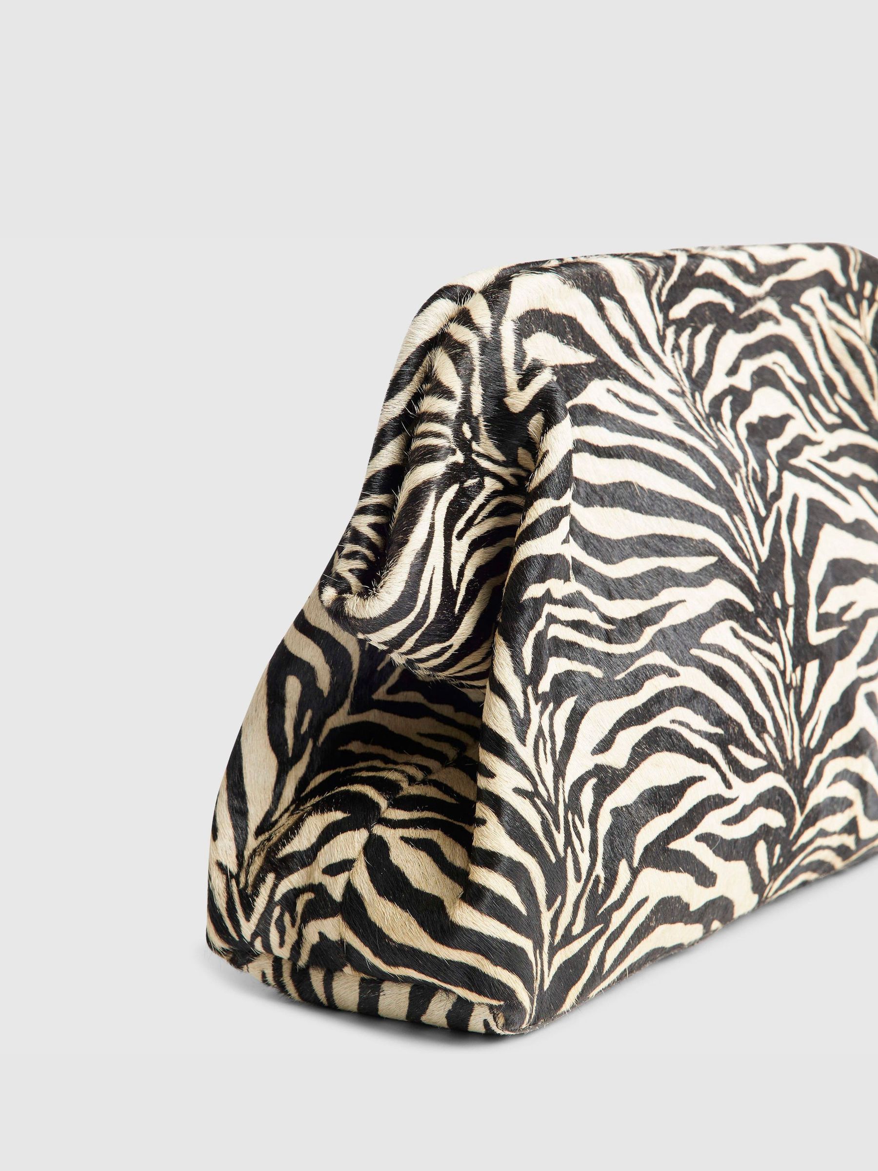 Buy River Island Black Leather Zebra Print Clutch Bag from Next