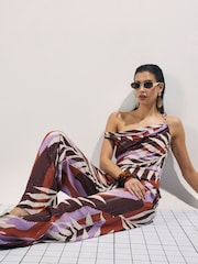 River Island Brown Printed Wide Leg Trousers - Image 2 of 4