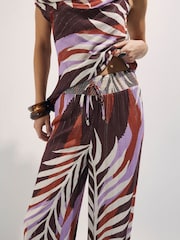 River Island Brown Printed Wide Leg Trousers - Image 4 of 4