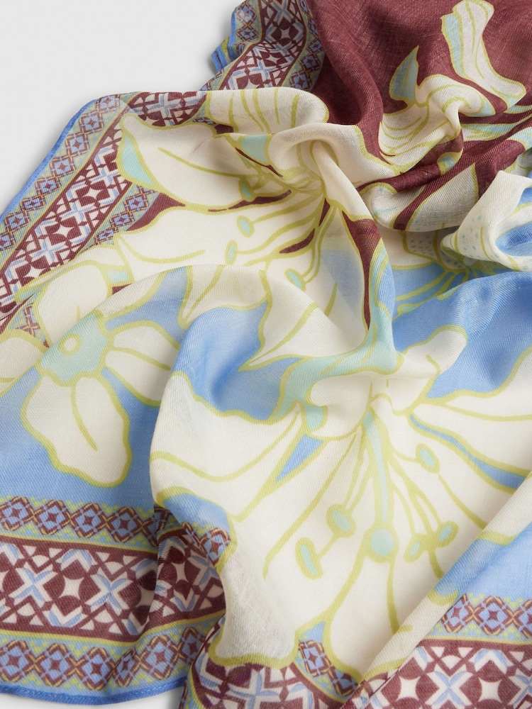 River Island Brown Floral Print Scarf - Image 5 of 5 River Island Brown Floral Print Scarf - Image 5 of 5