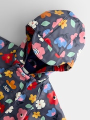 JoJo Maman Bébé Navy Floral Waterproof Fleece Lined All-In-One Puddlesuit - Image 3 of 5