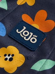 JoJo Maman Bébé Navy Floral Waterproof Fleece Lined All-In-One Puddlesuit - Image 5 of 5