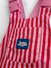 JoJo Maman Bébé Pink Stripe Waterproof Packaway Dungarees - Image 4 of 5