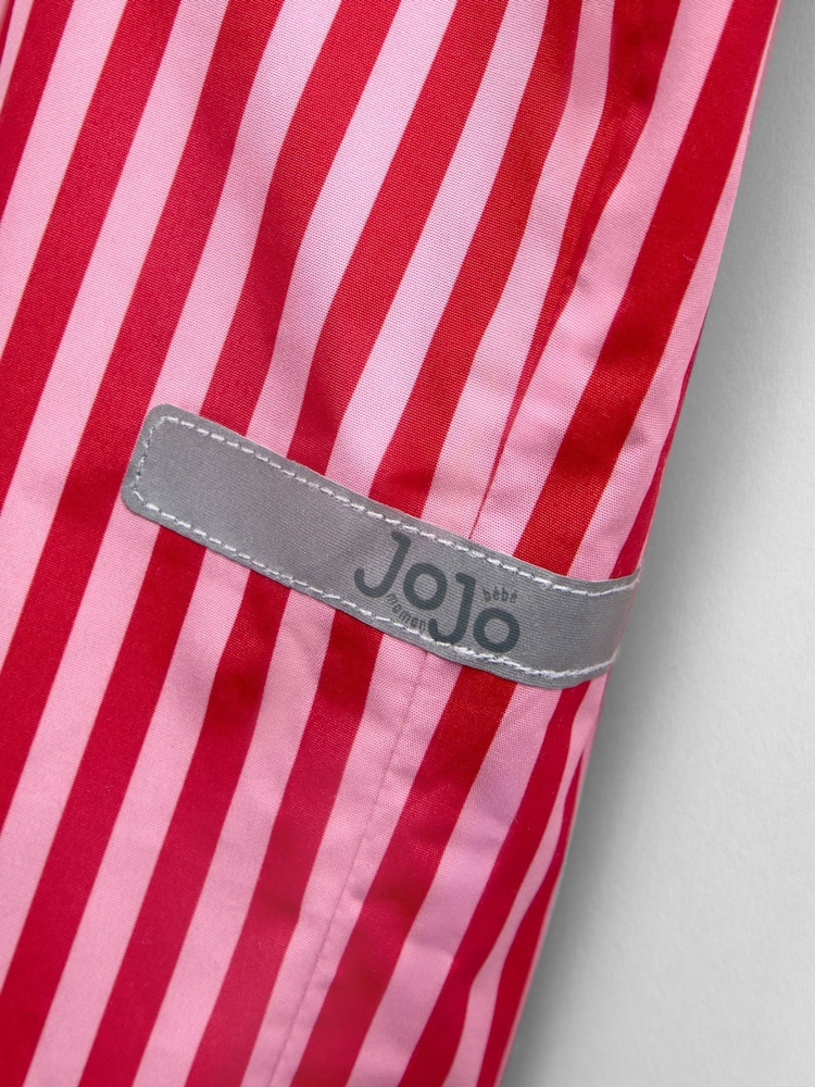 JoJo Maman Bébé Pink Stripe Waterproof Packaway Dungarees - Image 5 of 5 JoJo Maman Bébé Pink Stripe Waterproof Packaway Dungarees - Image 5 of 5