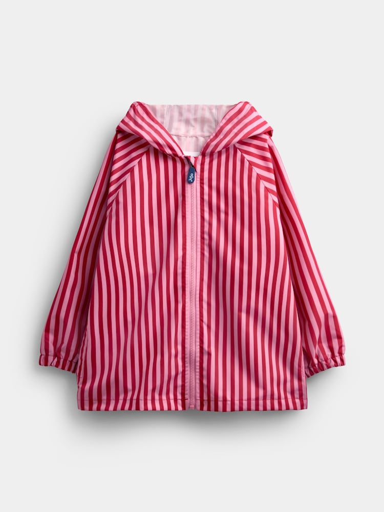JoJo Maman Bébé Pink Stripe Waterproof Packaway Jacket - Image 2 of 5 JoJo Maman Bébé Pink Stripe Waterproof Packaway Jacket - Image 2 of 5