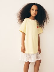 Bright Yellow Lace 2-In-1 T-Shirt Dress (3-16yrs) - Image 3 of 3