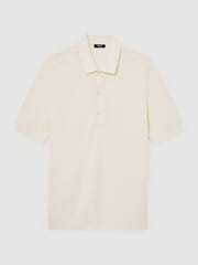 Reiss Ecru Warren Cotton-Blend Basket-Stitch Polo Shirt - Image 2 of 6