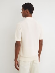 Reiss Ecru Warren Cotton-Blend Basket-Stitch Polo Shirt - Image 5 of 6