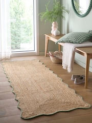 Origin Rugs Green Edge Jute Scalloped Runner - Image 1 of 4