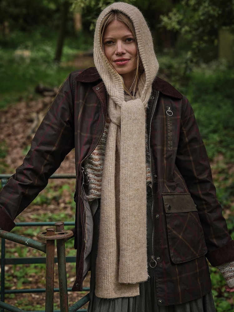 FatFace Oatmeal Ribbed Hooded Scarf - Image 1 of 7 FatFace Oatmeal Ribbed Hooded Scarf - Image 1 of 7