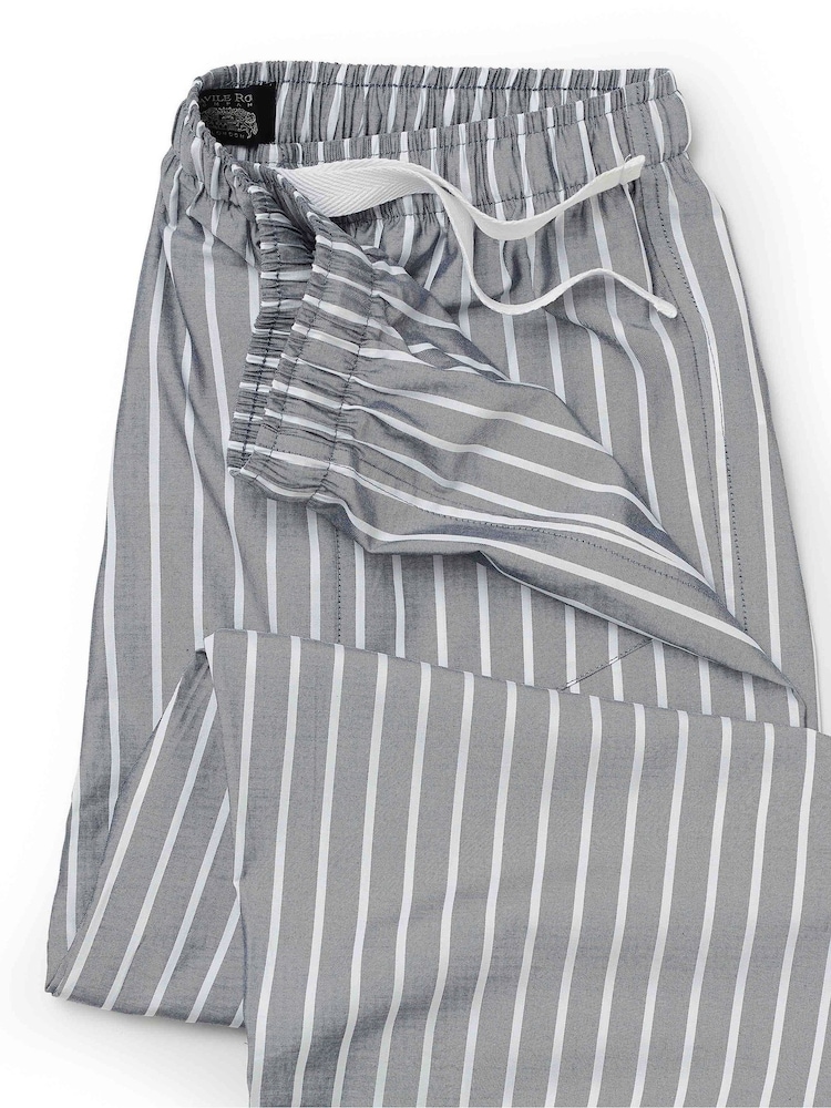 سروال بيجامة قطن مخطط من Savile Row Company - صورة 2 من 2