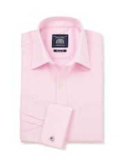 قميص رسمي من القطن بتلبيس كلاسيكي وخيوط نسيج متعاكسة وأساور مزدوجة من Savile Row Company - Image 1 of 3