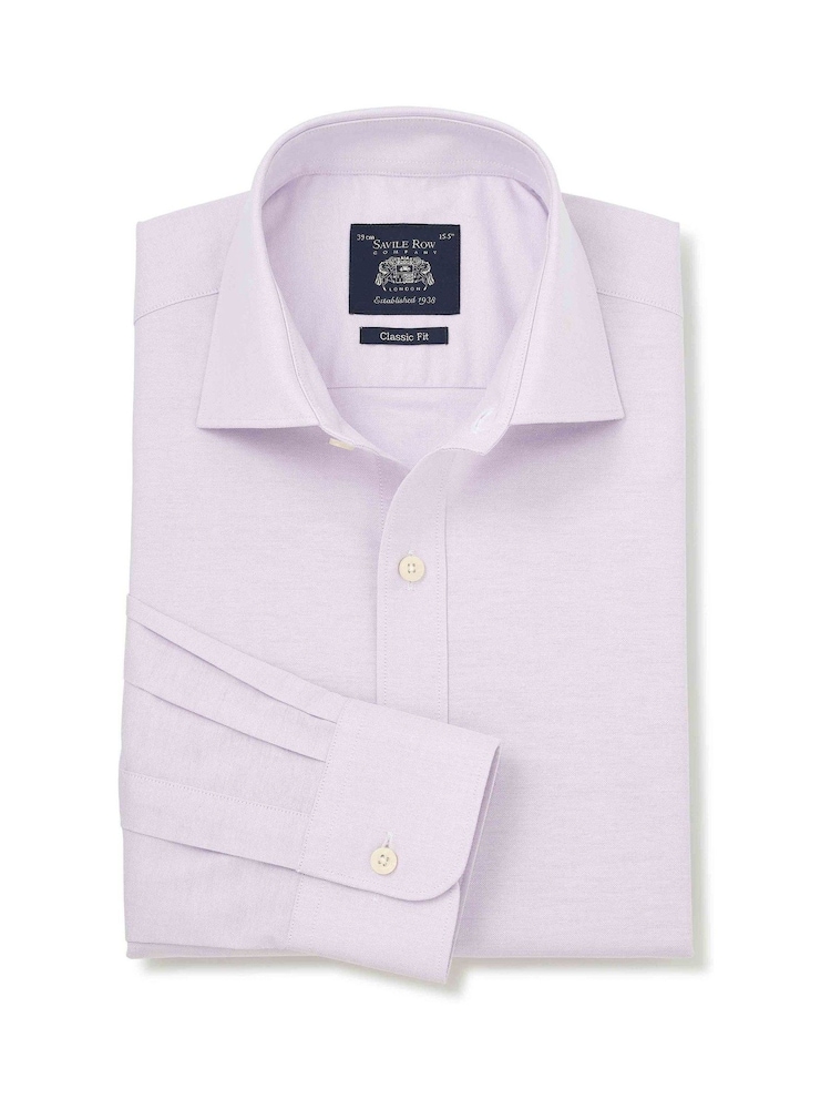 Ljubičasto - Savile Row Company Pinpoint Cotton Classic Fit Single Cuff Formal Shirt - Slika 1 od 3