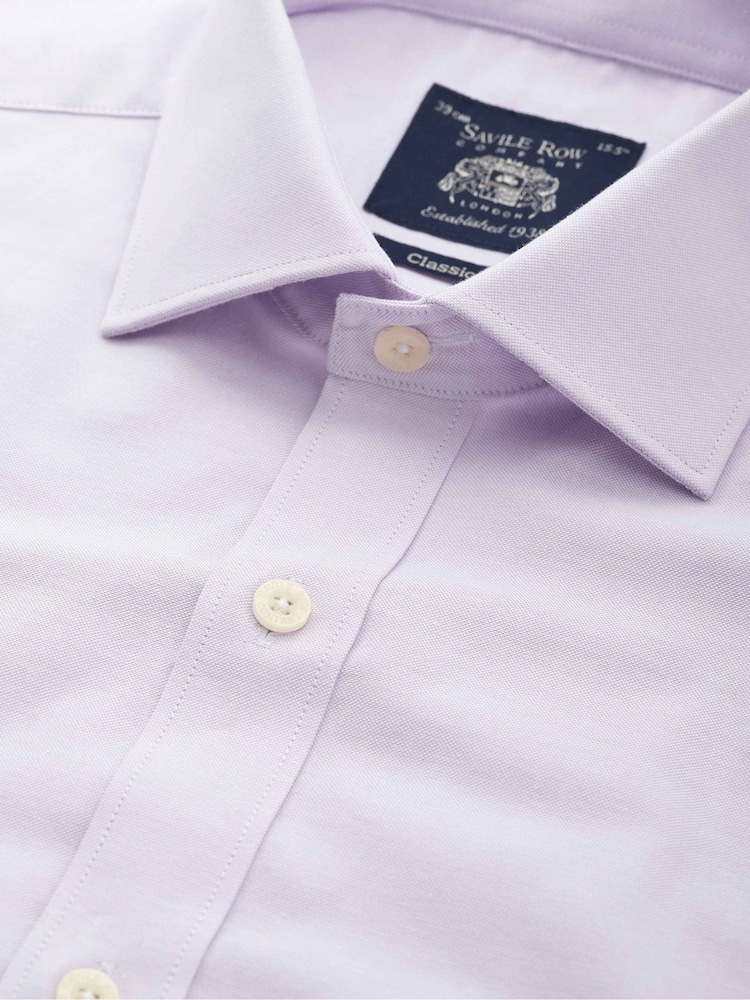 Ljubičasto - Savile Row Company Pinpoint Cotton Classic Fit Single Cuff Formal Shirt - Slika 2 od 3