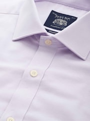 Savile Row Company Lilac Pinpoint Cotton Classic Fit Single Cuff Formal Shirt - Image 4 of 5