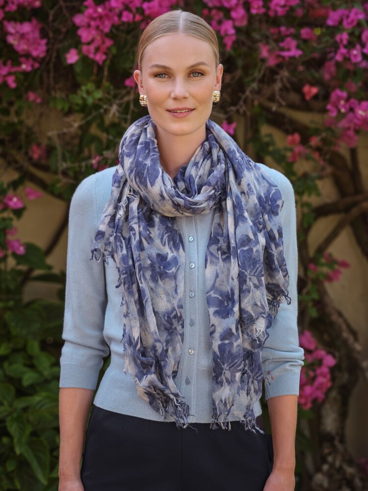 Blau - Pure Collection Wool Cashmere Ultrafine Lightweight Scarf - Bild 1 von 3